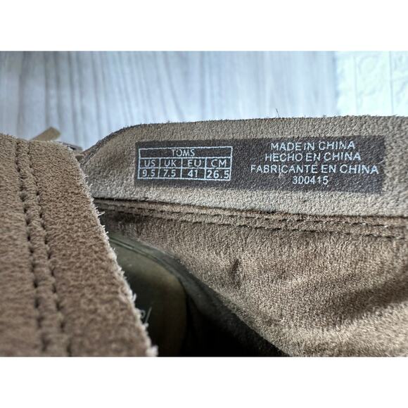 Toms Majorca Booties WMNS 9.5 Tan Diamond Perforated Suede Peep Toe Block Heels - Picture 8 of 9